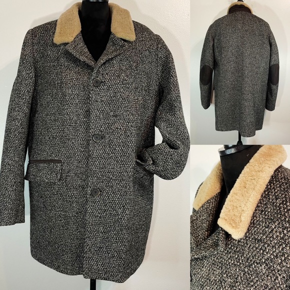 Gimo's Other - EUC - Gimo Italian Wool & Leather Jacket in Dark Tweed - XXL